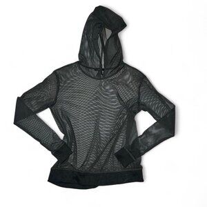 Green Mesh Hooded Top